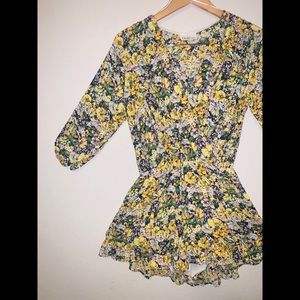 Eiffel Designs Yellow Floral Romper Size Medium